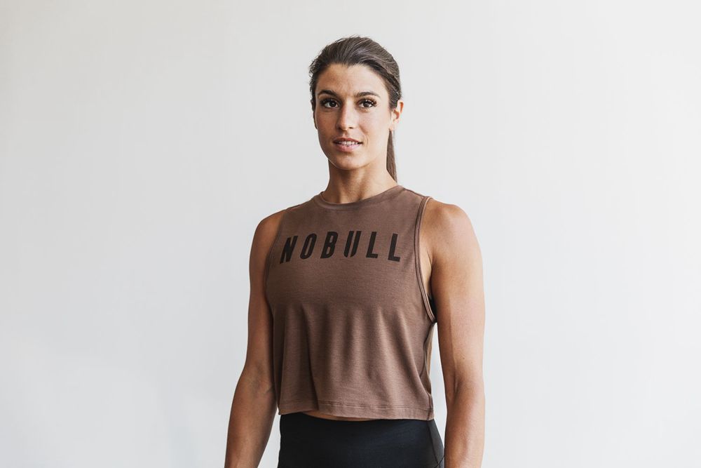 NOBULL Women's Muscle Tank Tops - Brown - Ireland (1983IEHMK)